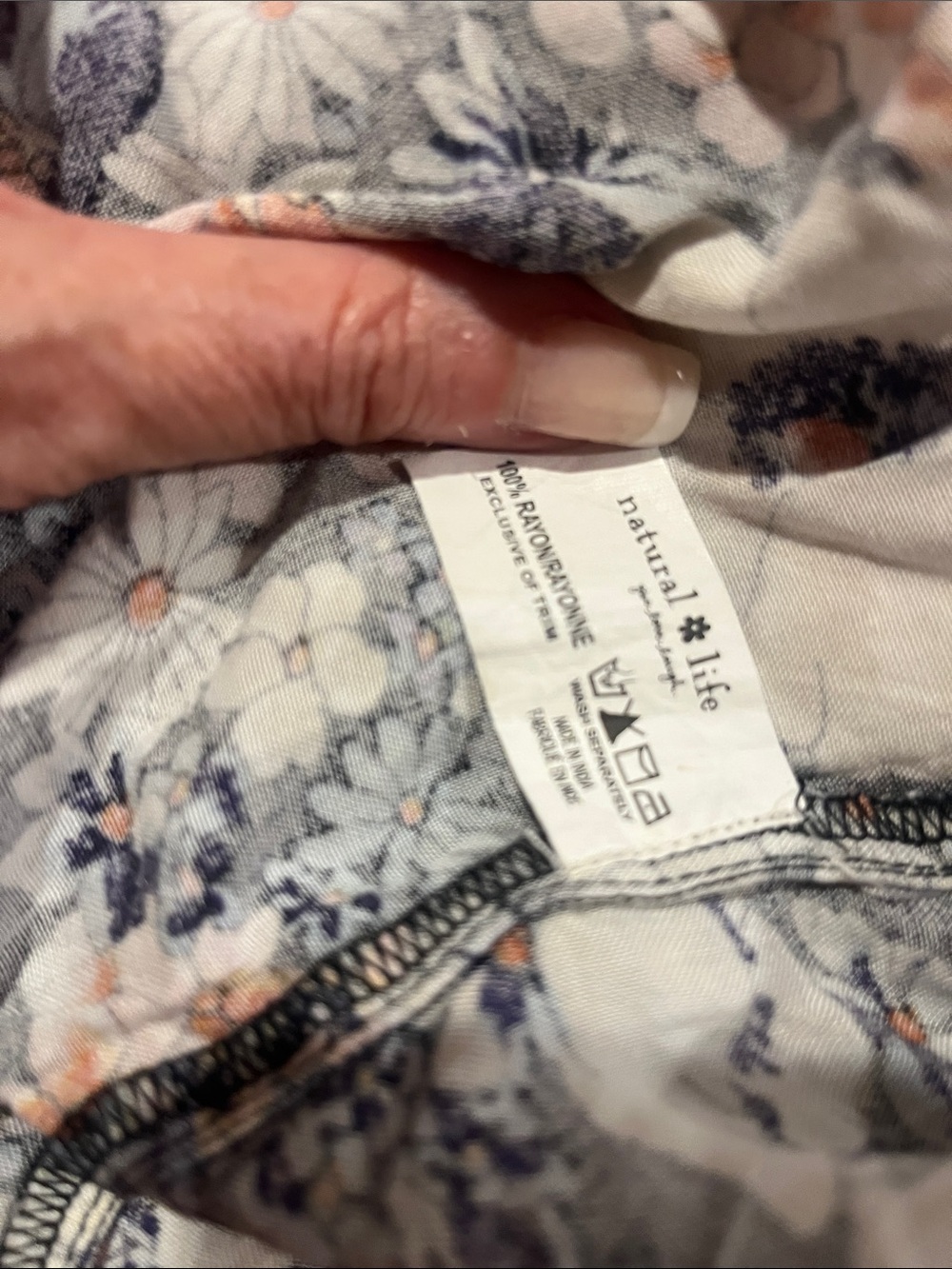 NATURAL LIFE Navy Floral Midi Dress with Cream and Coral Accents - Picture 6 of 6